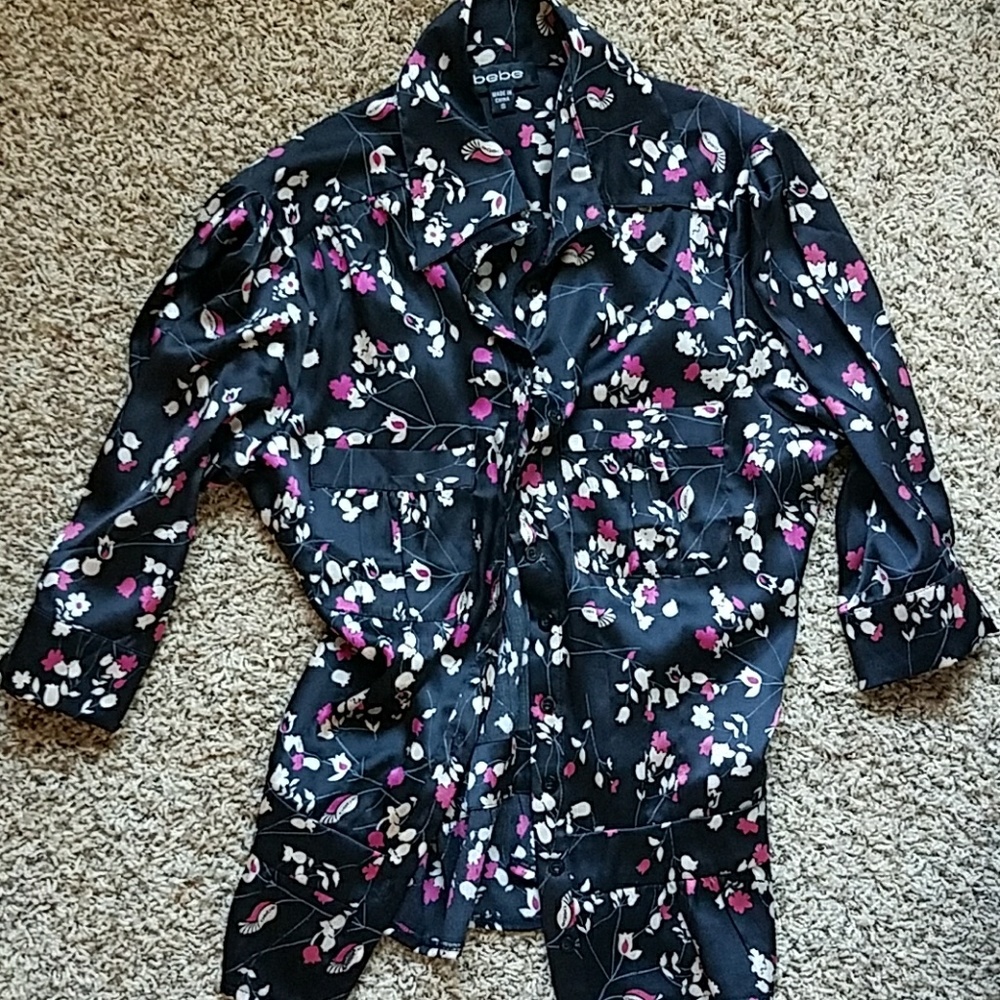 Bebe silk button up shirt